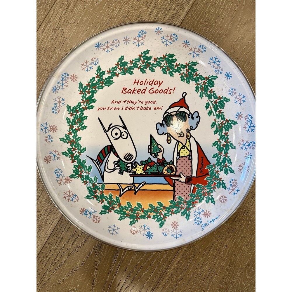 Vintage Funny Maxine Christmas Cookies Holiday Deep Serving Plate Enameled 12”